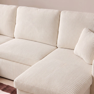 Canapé panoramique convertible 4 places velours côtelé avec coffre URBAN