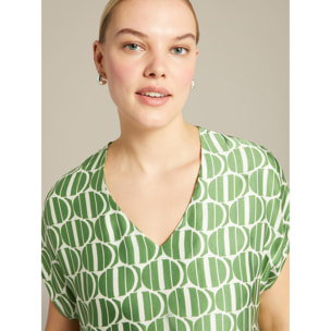 Elena Mirò - Blusa de raso estampado - Verde