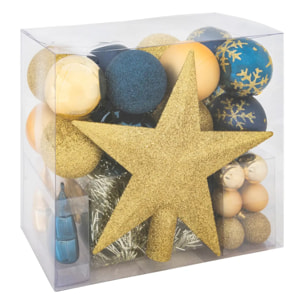Kit décos de sapin 44 pièces Bleu or