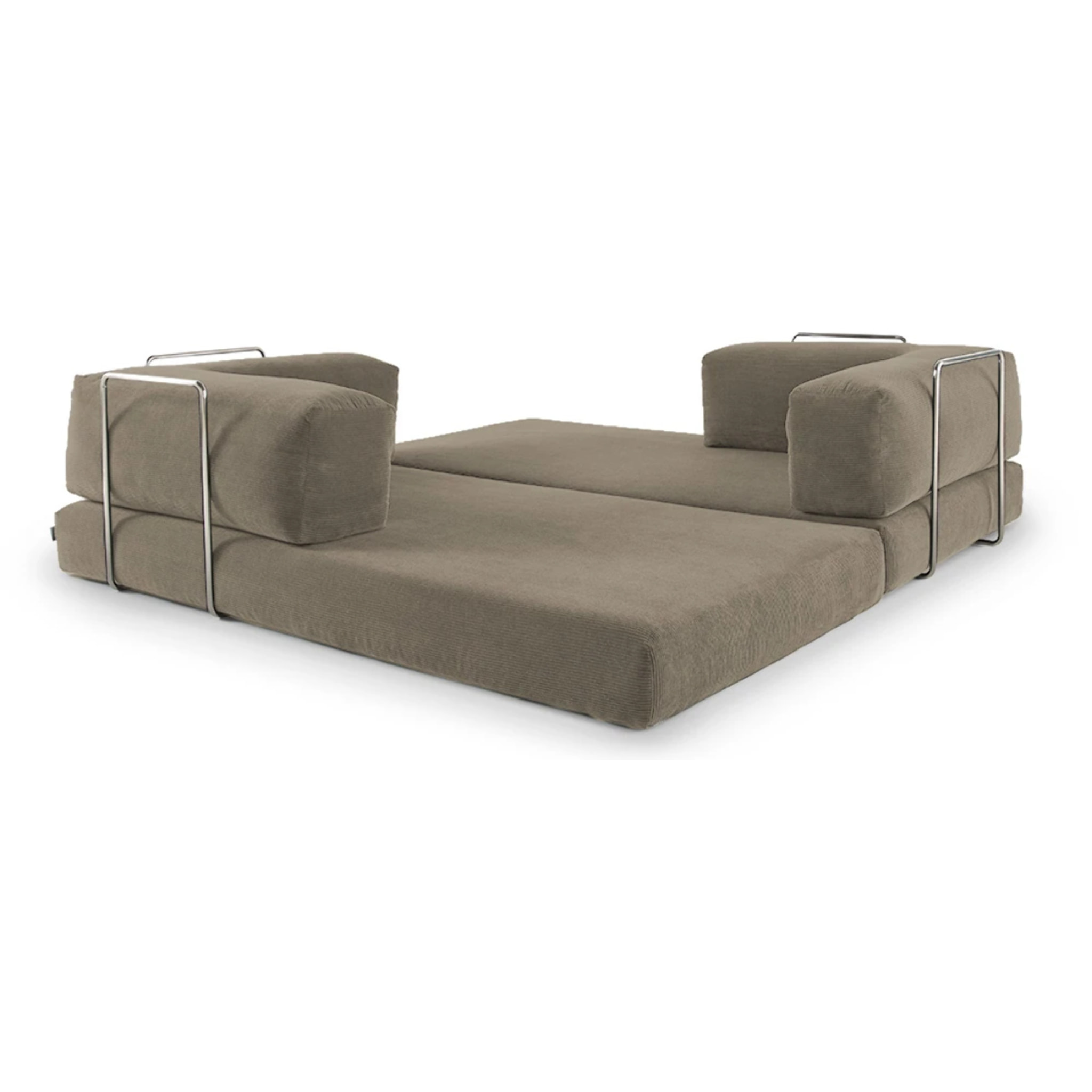 TRENDY - Canapé compressé 3 places modulable en velours côtelé taupe