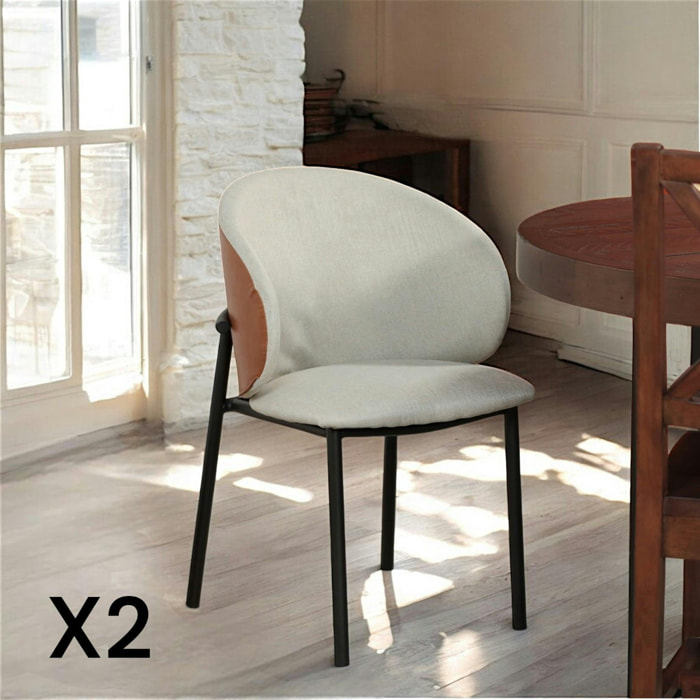 Chaise design beige (lot de 2) HAWAI