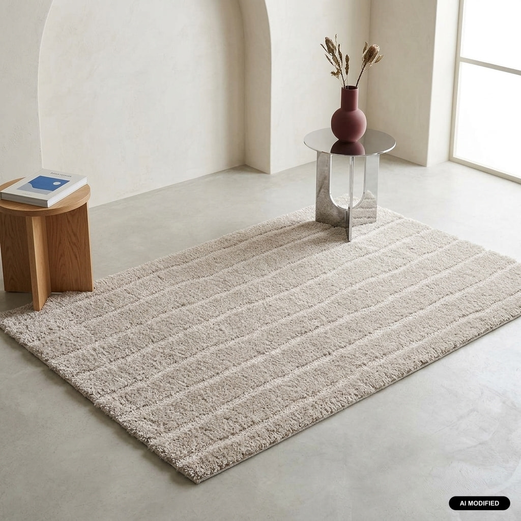 Tapis intérieur motif linéaire taupe UMA