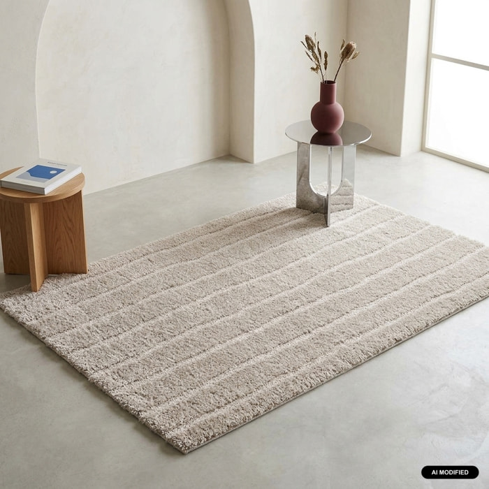 Tapis intérieur motif linéaire taupe UMA