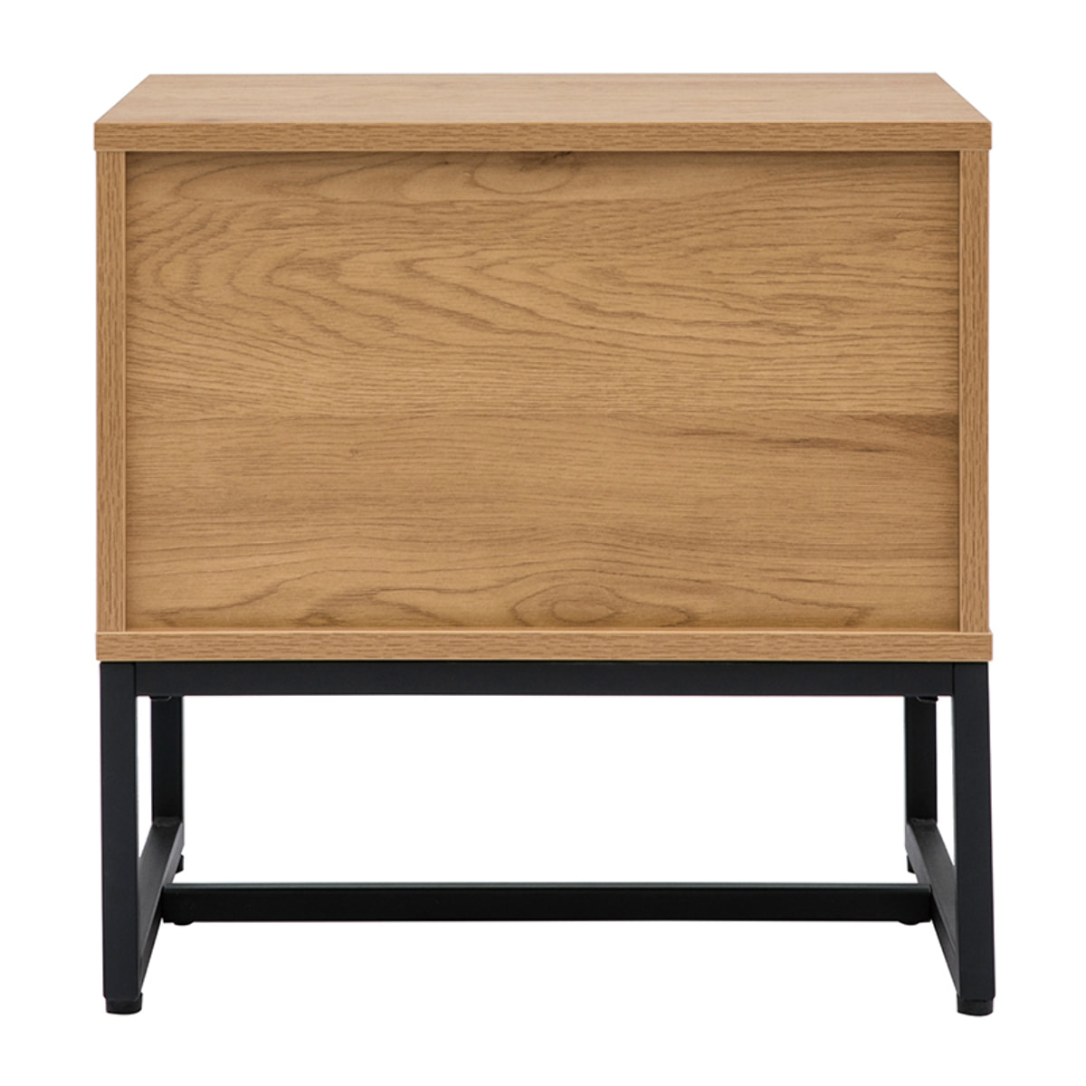 Table de chevet avec rangements 2 tiroirs finition bois clair chêne et métal noir LOVATO