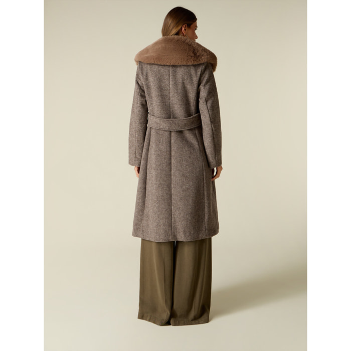Oltre - Cappotto doppiopetto mélange misto lana - Beige