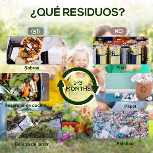 Compostador Giratorio de 65L Contenedor de Compostaje de Jardín de Doble Cámara Compostadora con Aberturas de Ventilación y Patas de Acero 60x49x77 cm Negro