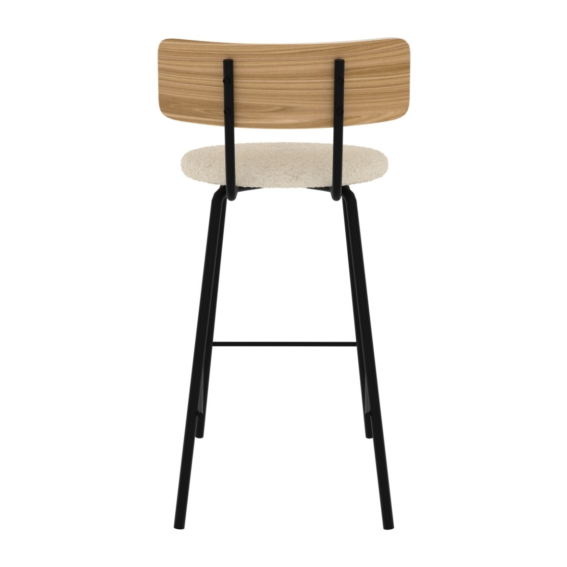 Lot de 2 chaises pour îlot central 64 cm en tissu bouclé blanc cassé - Alize
