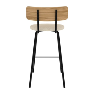 Lot de 2 chaises pour îlot central 64 cm en tissu bouclé blanc cassé - Alize