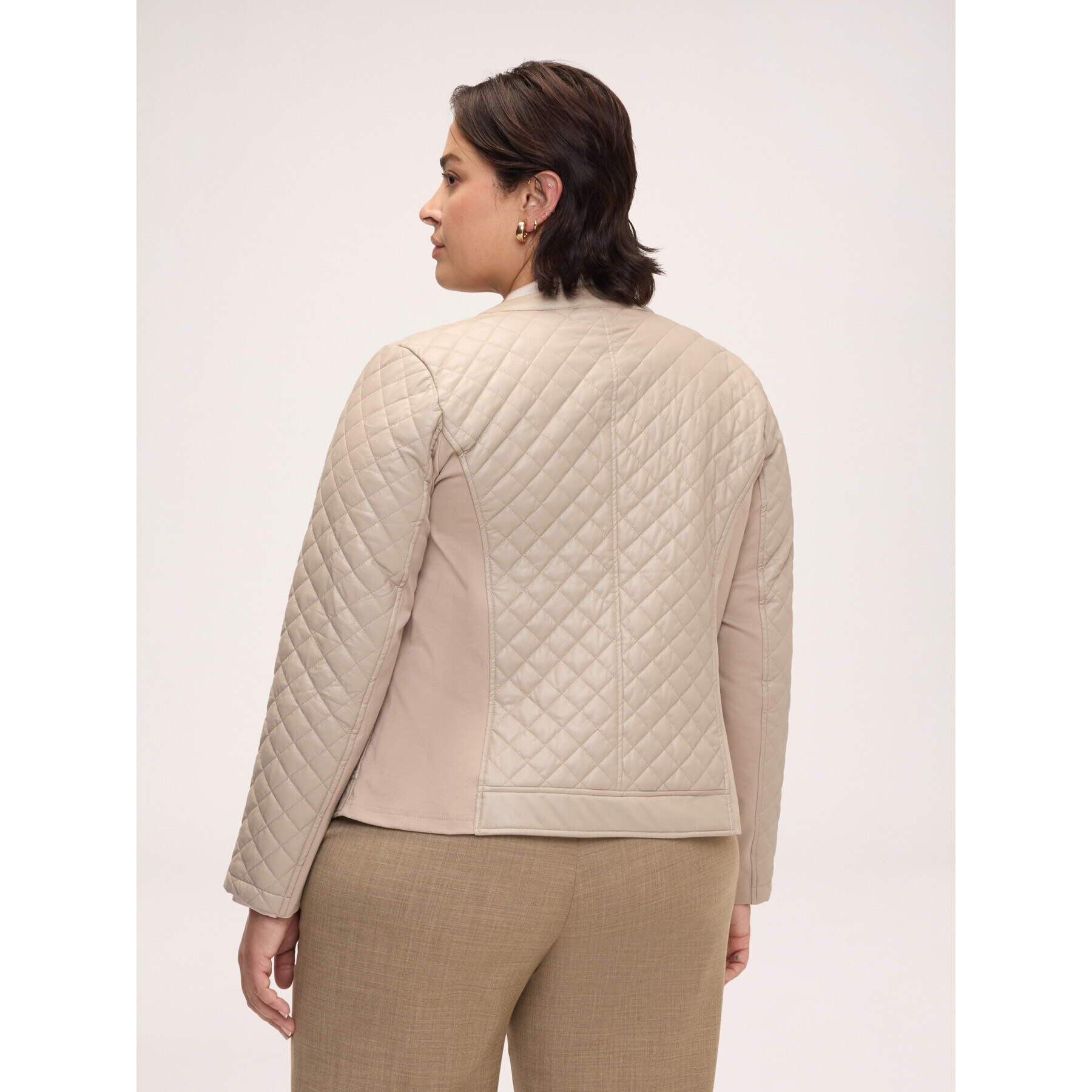 Fiorella Rubino - Giacca biker trapuntata a rombi - Beige