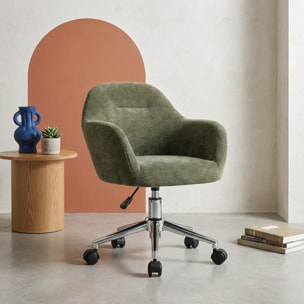 Chaise de bureau enfant à roulettes ajustable tissu chenille STAN KID