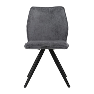 Chaise ergonomique velours et pieds croix métal - 3 coloris - LISBONNE