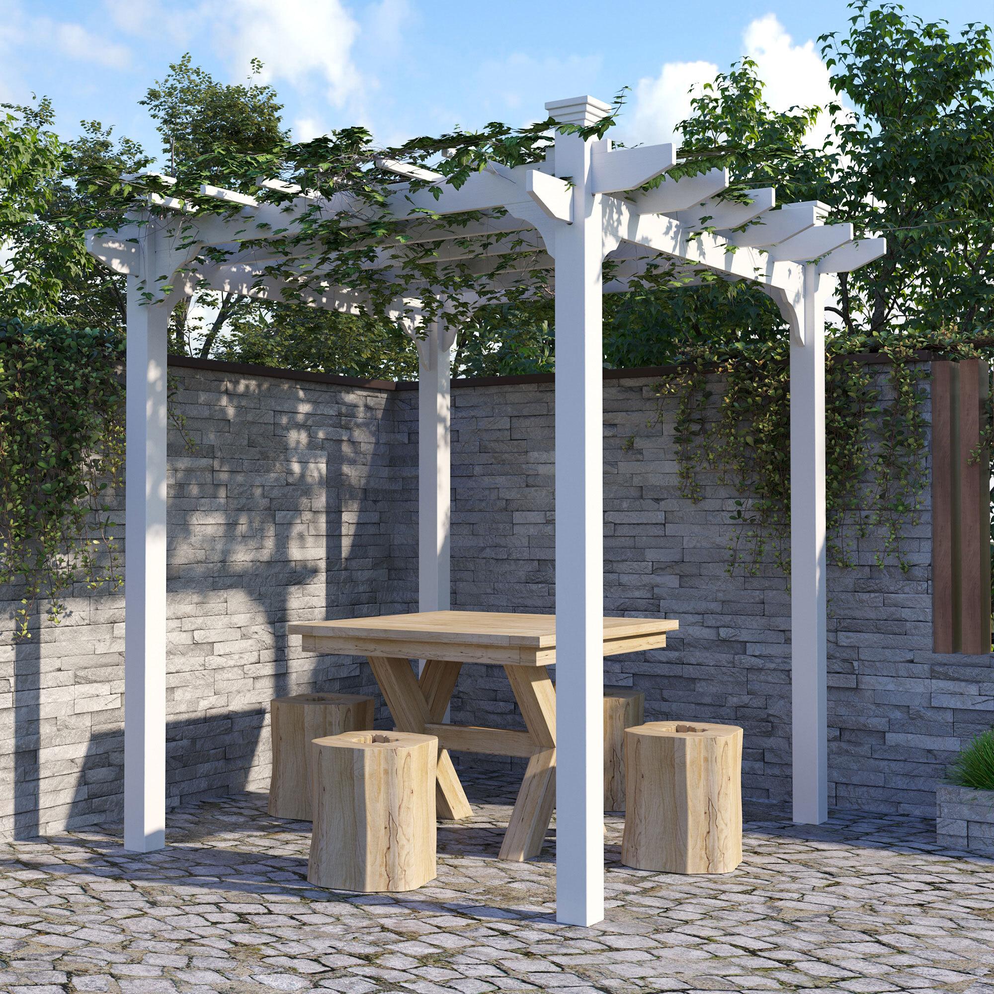 Pergola autoportante style contemporain - Toit terrasse à décorer - dim. 2,3L x 2,3l x 2,3H m - bois sapin blanc