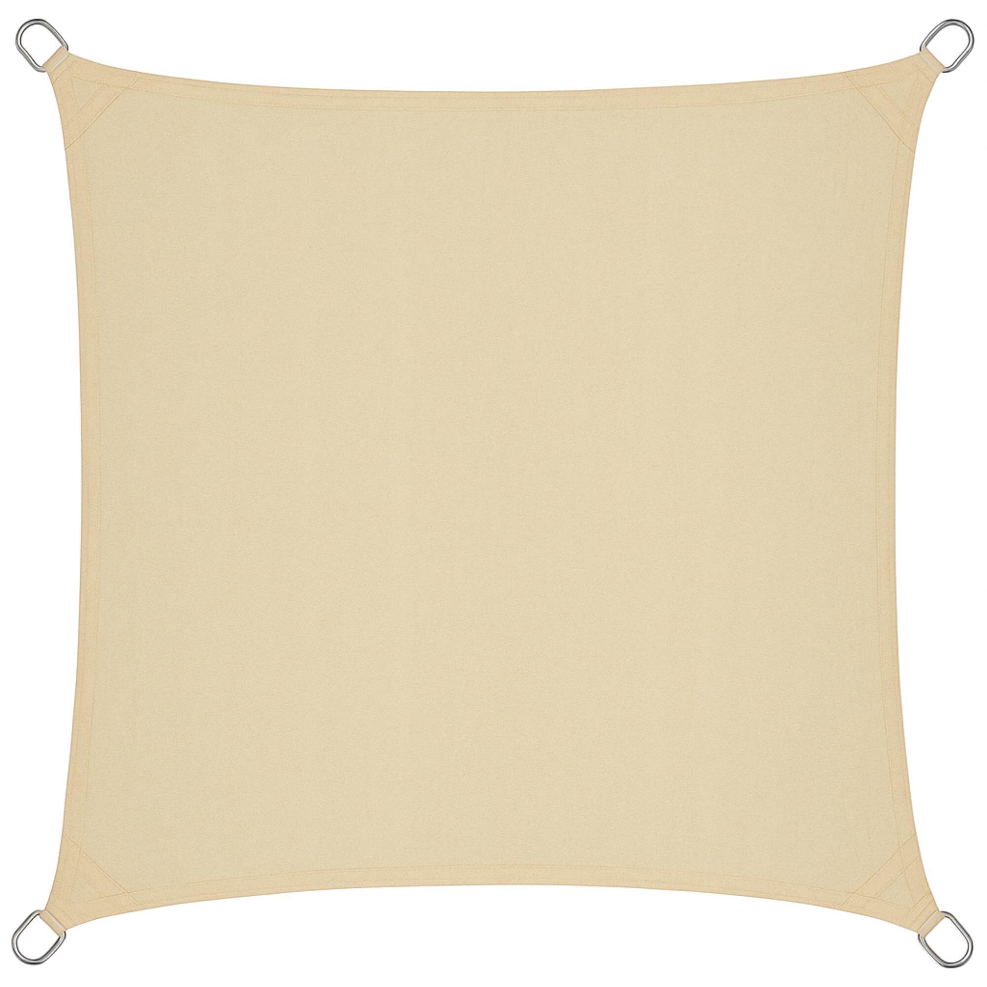 Well Home Paño de Sombra Cuadrado 30x30cm en Poliéster Crema con UPF 50+ y Ganchos de Metal