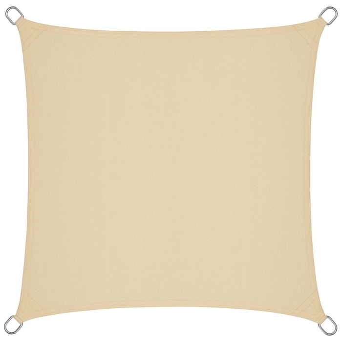Well Home Paño de Sombra Cuadrado 30x30cm en Poliéster Crema con UPF 50+ y Ganchos de Metal