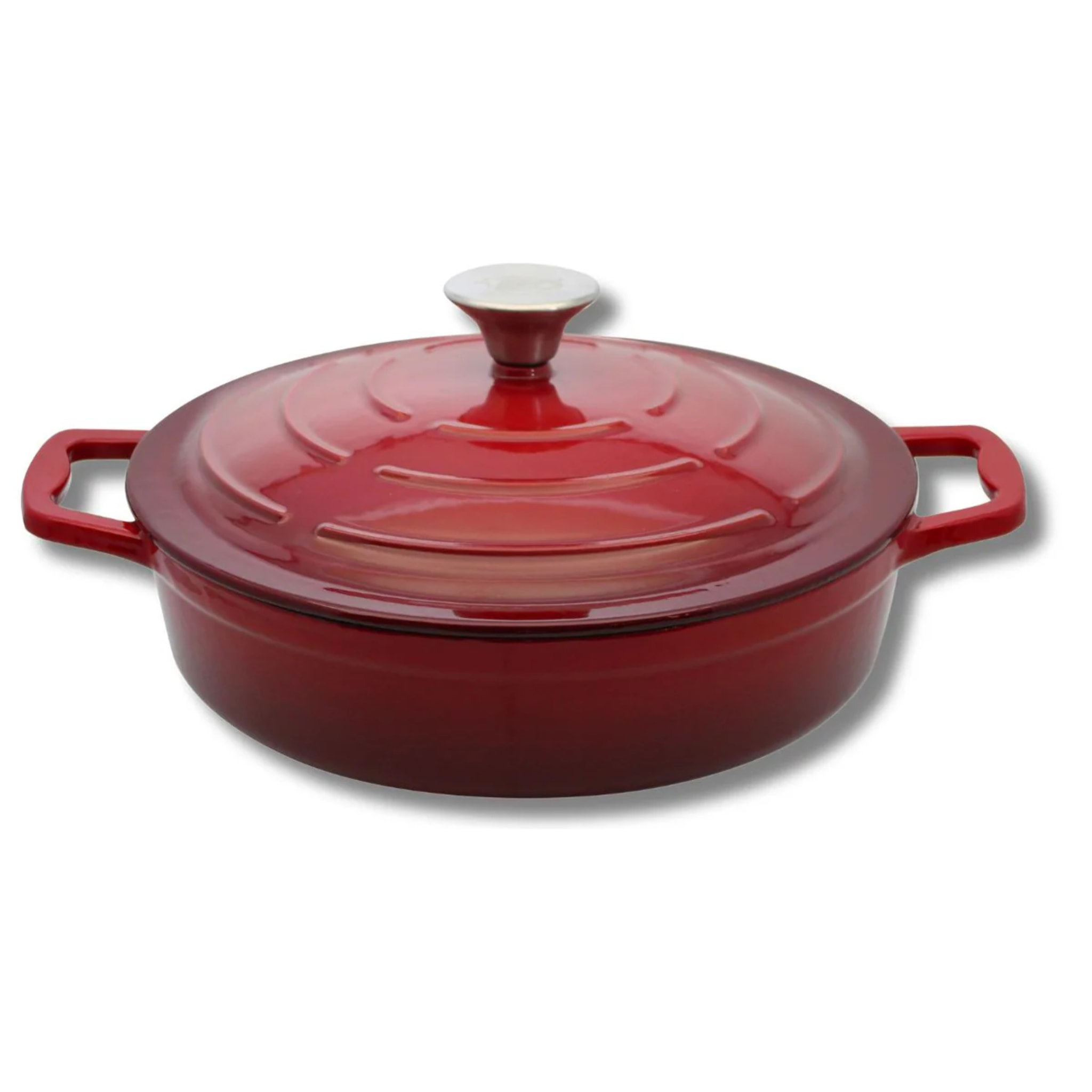 Cocotte en fonte émaillée basse 28 cm rouge cerise 3L Elo