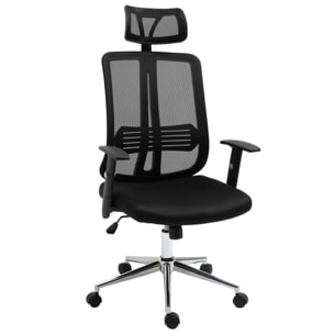 Fauteuil de bureau manager grand confort chaise de bureau réglable tissu maille polyester noir