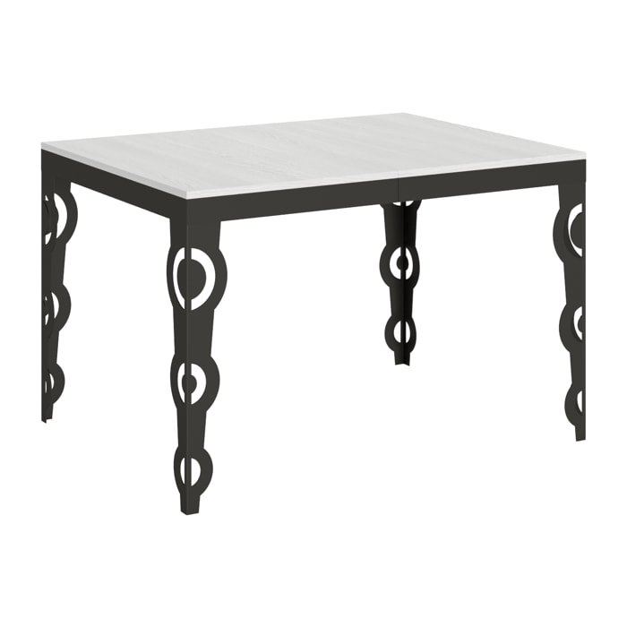 Table extensible 90x120/224 cm Karamay Evolution Frêne Blanc cadre Anthracite