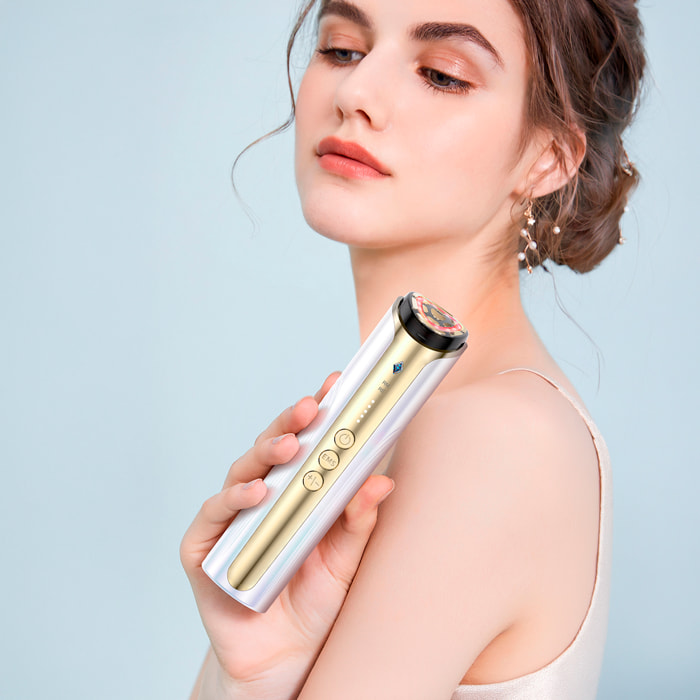 Instrumento de belleza Little Diamond. Con terapia caliente, EMS, RF y 2 modos de luminoterapia.