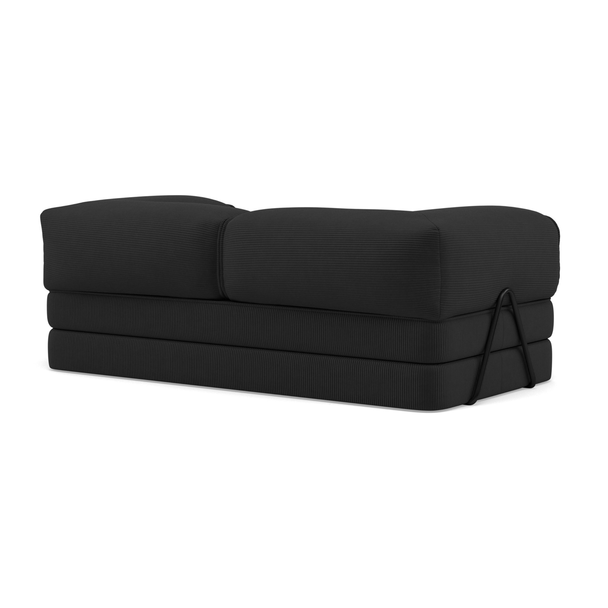 Poppy - canapé 3 places convertible en velours côtelé - Noir