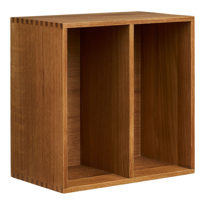 Mensola da parete con scomparti verticali Townsville in rovere massiccio 30x18x30 cm