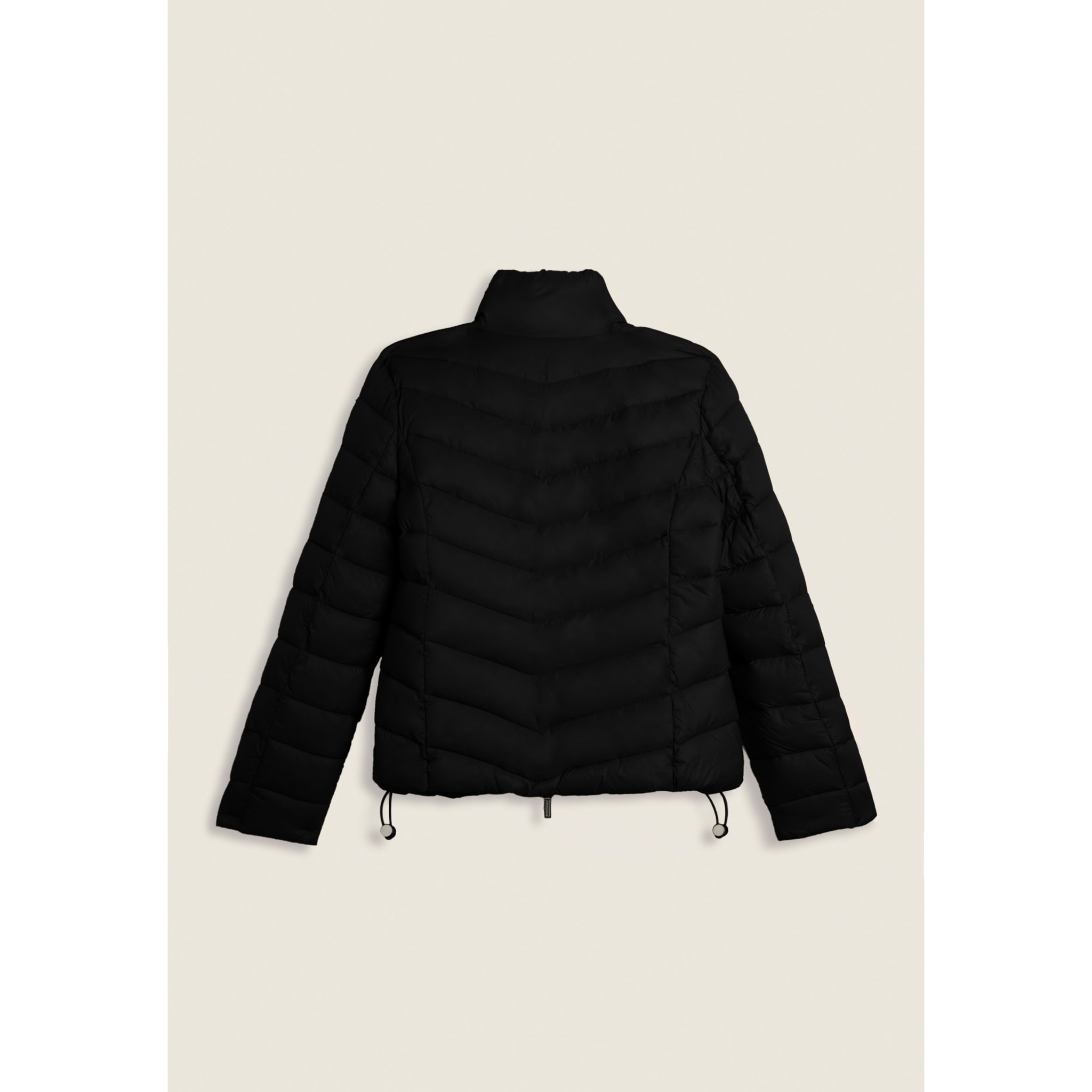 Piumino donna trapuntato con collo alto e finitura lucida