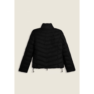 Piumino donna trapuntato con collo alto e finitura lucida