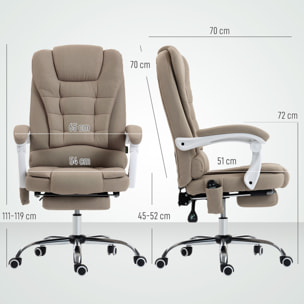 Fauteuil de bureau direction massant chauffant hauteur réglable dossier inclinable tissu beige