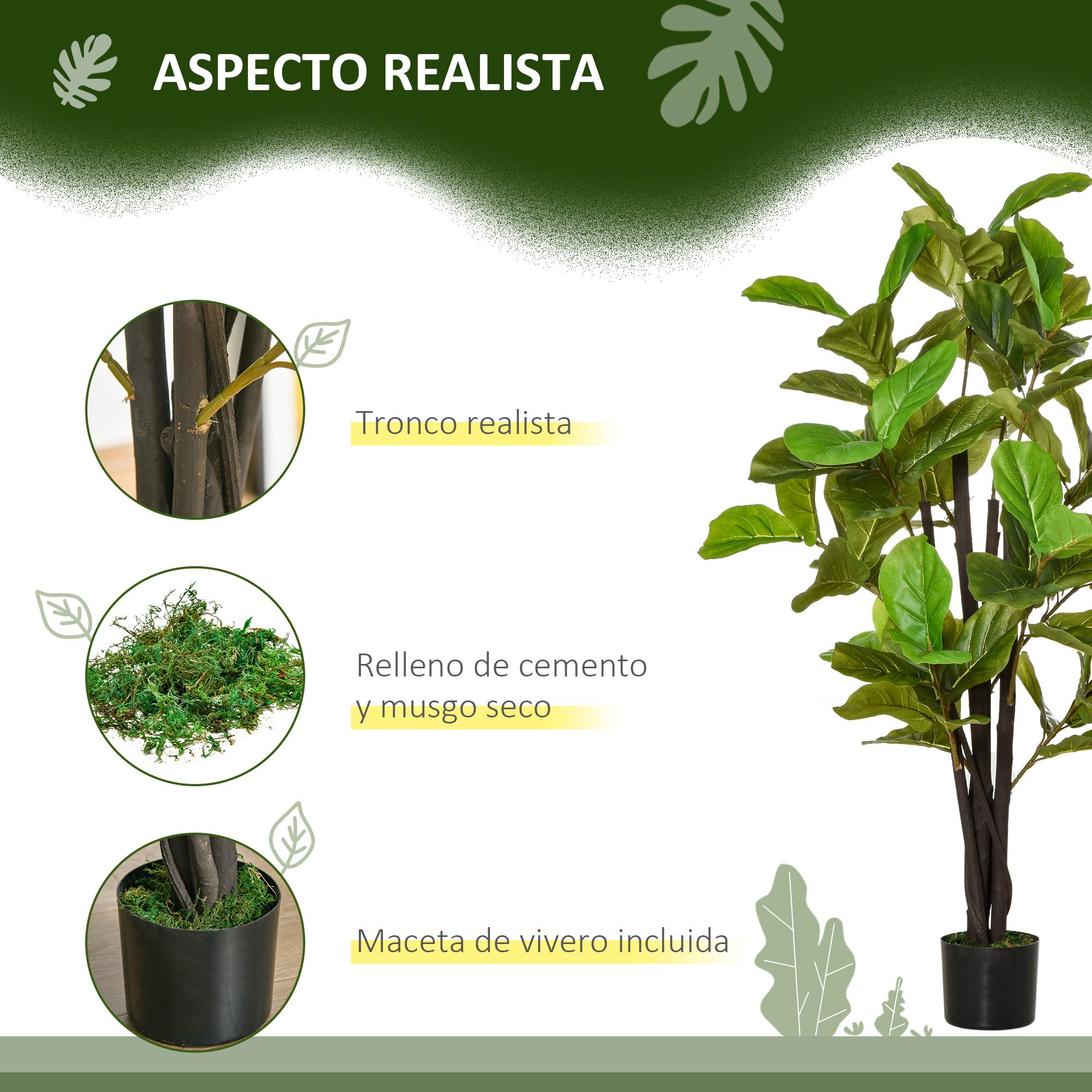 Ficus Artificial 130 cm Planta Artificial con 78 Hojas y Maceta Planta Artificial Decorativa para Interior y Exterior Hogar Salón Oficina Verde