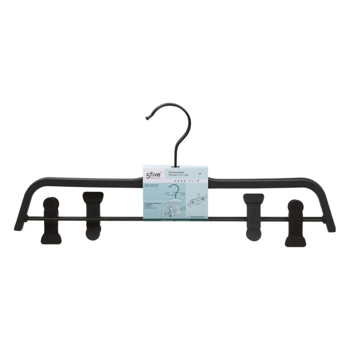 2 cintres Hang'Clip L.37,5cm noir