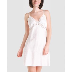 Camisón corto mujer jacquard con puntilla elegante