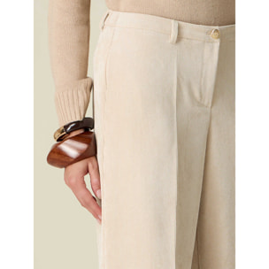 Oltre - Pantaloni cropped in velluto a coste - Bianco