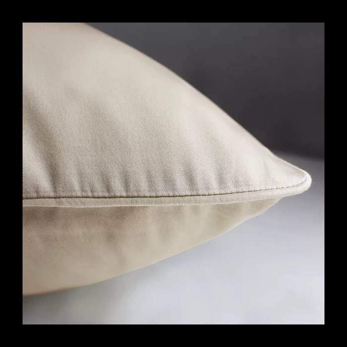 Lot de 2 taies satin de coton 115 g/m² uni beige Ava uni lin