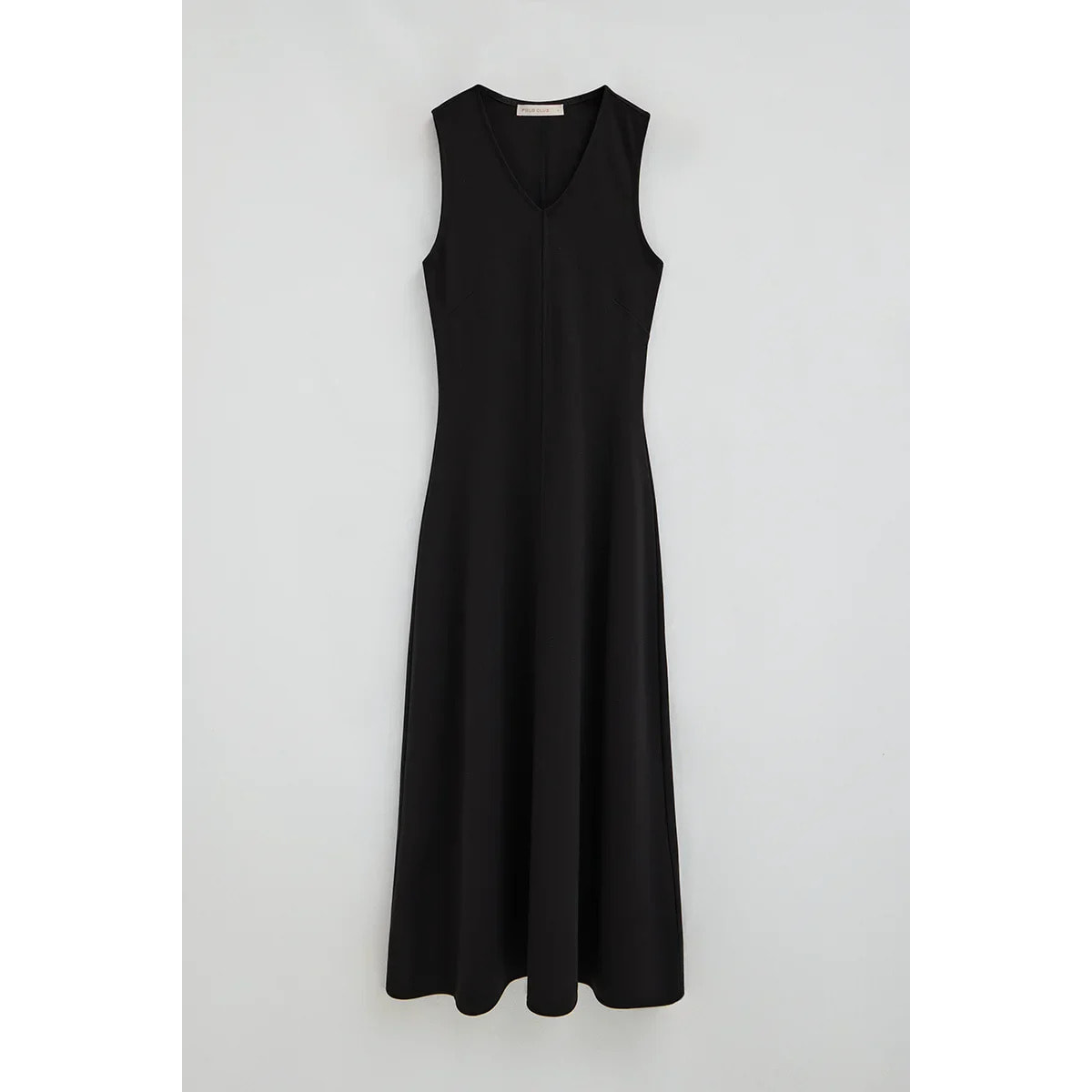 Vestido negro sin mangas de cuello pico y logo Polo Club