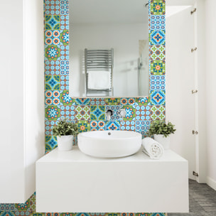 Stickers muraux - Sticker Mural Carrelage adhésif Cuisine Salle de Bain - 24 STICKERS CARRELAGES AZULEJOS SABRIENA