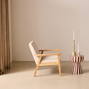 Fauteuil scandinave bois de peuplier, d'hévéa et velours côtelé ISAK