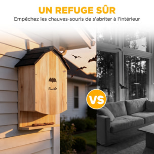 Abri à chauves-souris 3 chambres bois naturel noir