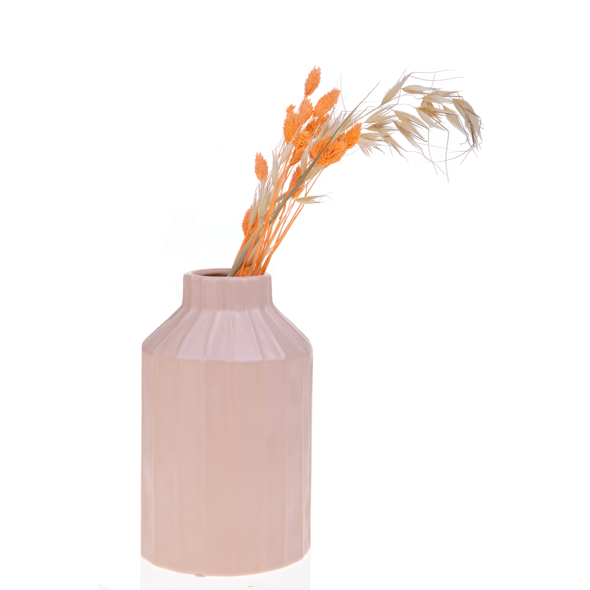 Vaso Rigato H.22 Cm - Pezzi 2 - 14X22X14cm - Colore: Arancio - Bianchi Dino - Decori Casa E Complementi