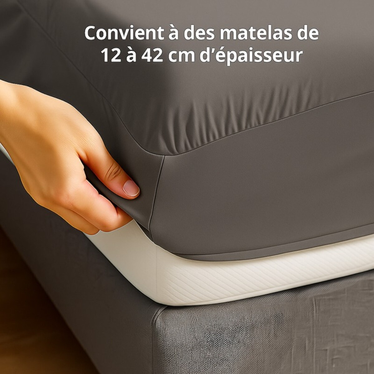 Parure de lit unie - taie 60x60 cm | 100 % polyester | Gris ardoise | Douce et respirante