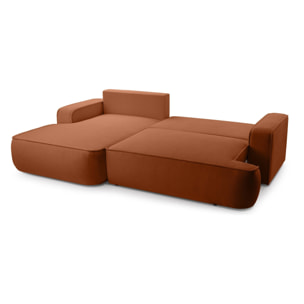 Nessino - canapé d'angle gauche 4 places - convertible avec coffre - en tissu texturé - Terracotta