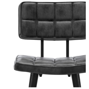 Lot de 2 chaises pour îlot central 66 cm capitonnée gris/noir - Texas