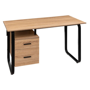 Bureau avec caisson "Bava" effet bois noir