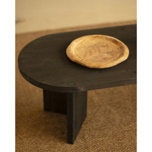 Mesa de centro de madera maciza en tono negro de 120cm Alto: 40 Largo: 120 Ancho: 55