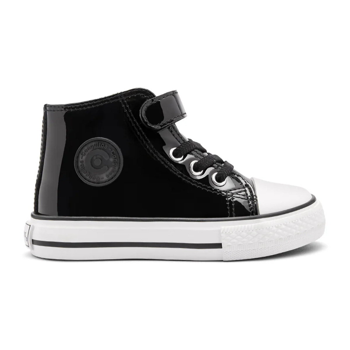 Sneakers alte in pelle verniciata con cerniera interna per bambine