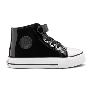 Sneakers alte in pelle verniciata con cerniera interna per bambine