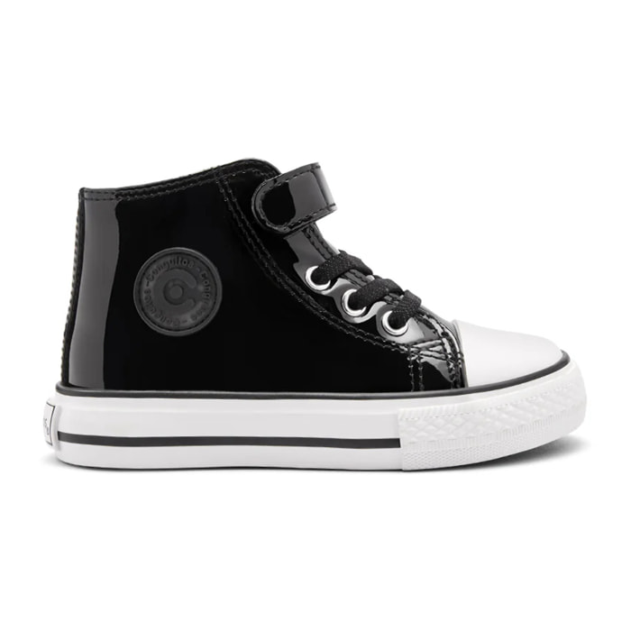 Sneakers alte in pelle verniciata con cerniera interna per bambine