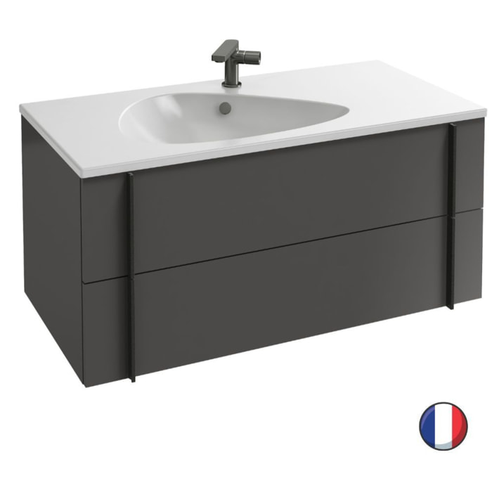 Meuble vasque Nouvelle Vague gris brillant