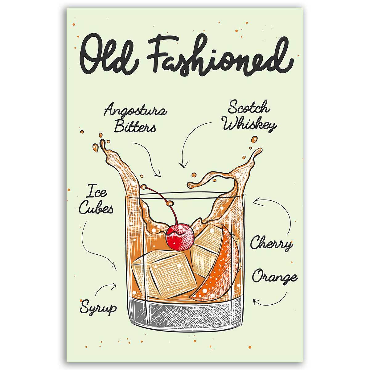 Tableau cocktail Old Fashioned Toile imprimée