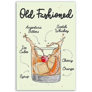 Tableau cocktail Old Fashioned Toile imprimée