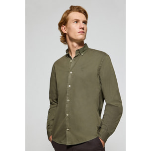 Camicia Princeton in twill verde kaki con logo Rigby Go