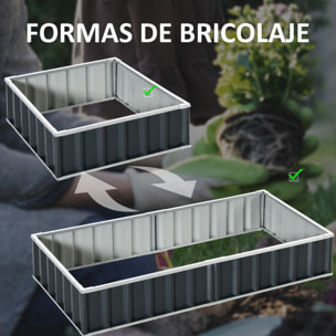 Arriate de Jardín de Acero 174x90x30 cm Incluye Guantes Huerto Urbano Jardinera Macetero Rectangular para Cultivos Plantas Flores para Terraza Balcón Exterior Gris